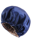 Dome-Shaped Satin Hat – Invisible Flat Adjusting Buckle | Double Round Imitation Silk Navy Blue