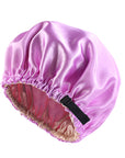 Pink Dome-Shaped Satin Hat – Invisible Flat Adjusting Buckle | Double Round Imitation Silk Deep Purple