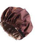 Dome-Shaped Satin Hat – Invisible Flat Adjusting Buckle | Double Round Imitation Silk Brown