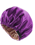 Dome-Shaped Satin Hat – Invisible Flat Adjusting Buckle | Double Round Imitation Silk Deep Purple