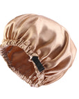 Dome-Shaped Satin Hat – Invisible Flat Adjusting Buckle | Double Round Imitation Silk Khaki