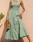Bean Green Women's Braces Skirt Pleating Stitching A- Line Large Hem Dress