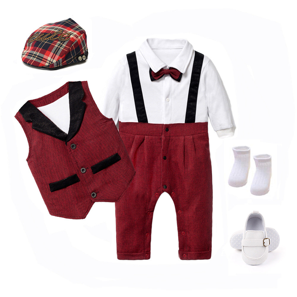 Gentleman's Suit Baby One-piece Romper Long-sleeved Romper
