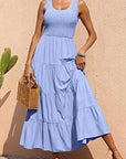 Women's Braces Skirt Pleating Stitching A- Line Large Hem Dress Purple