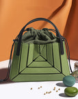 Women's Fashionable Pleated Contrast Color Mini Portable Messenger Bag